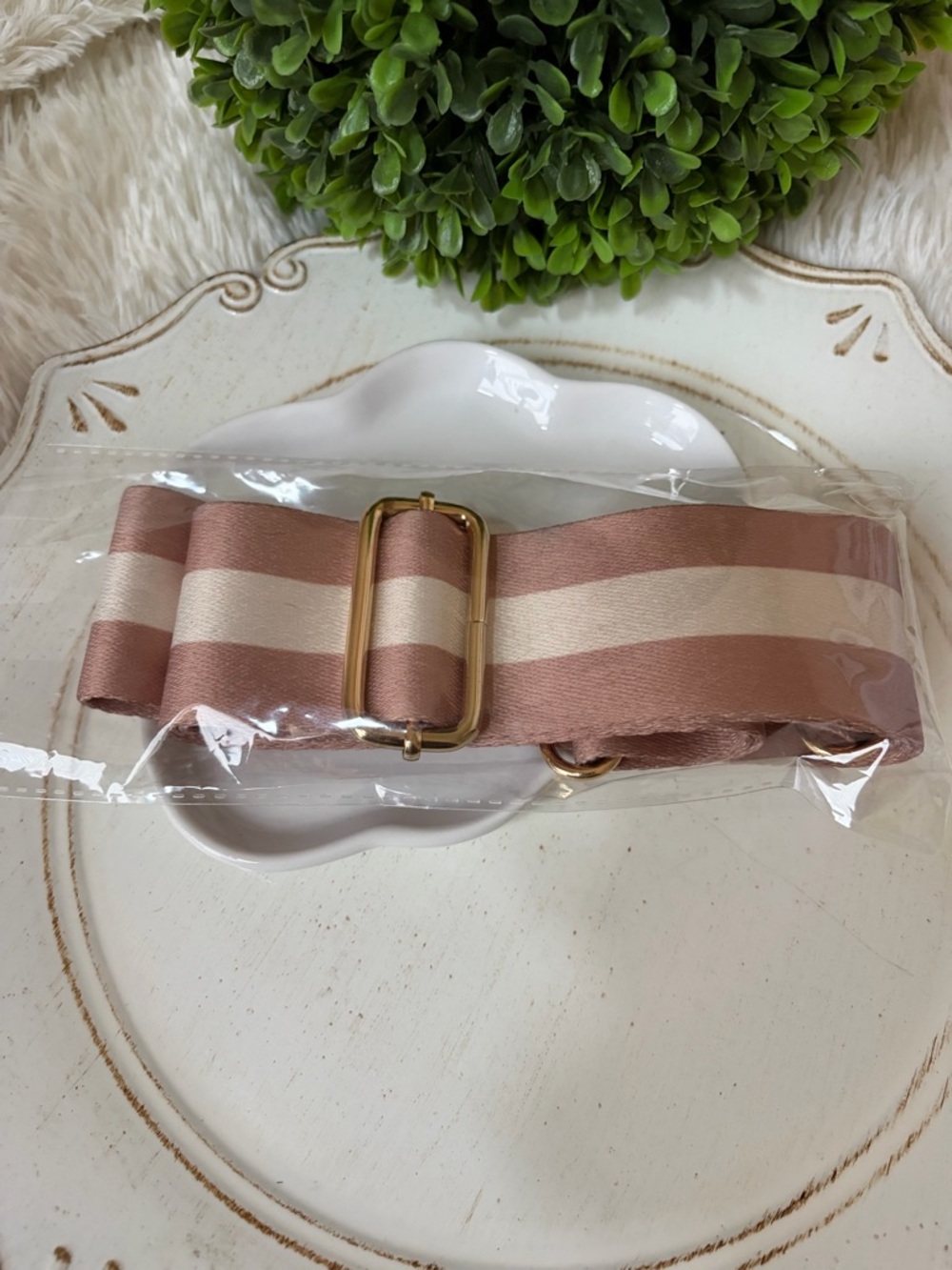 Tan and cream Striped Replacement Bag crossbody Strap new